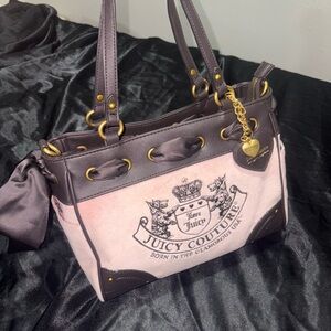 Juicy Couture Pink and Dark Brown Shoulder Bag